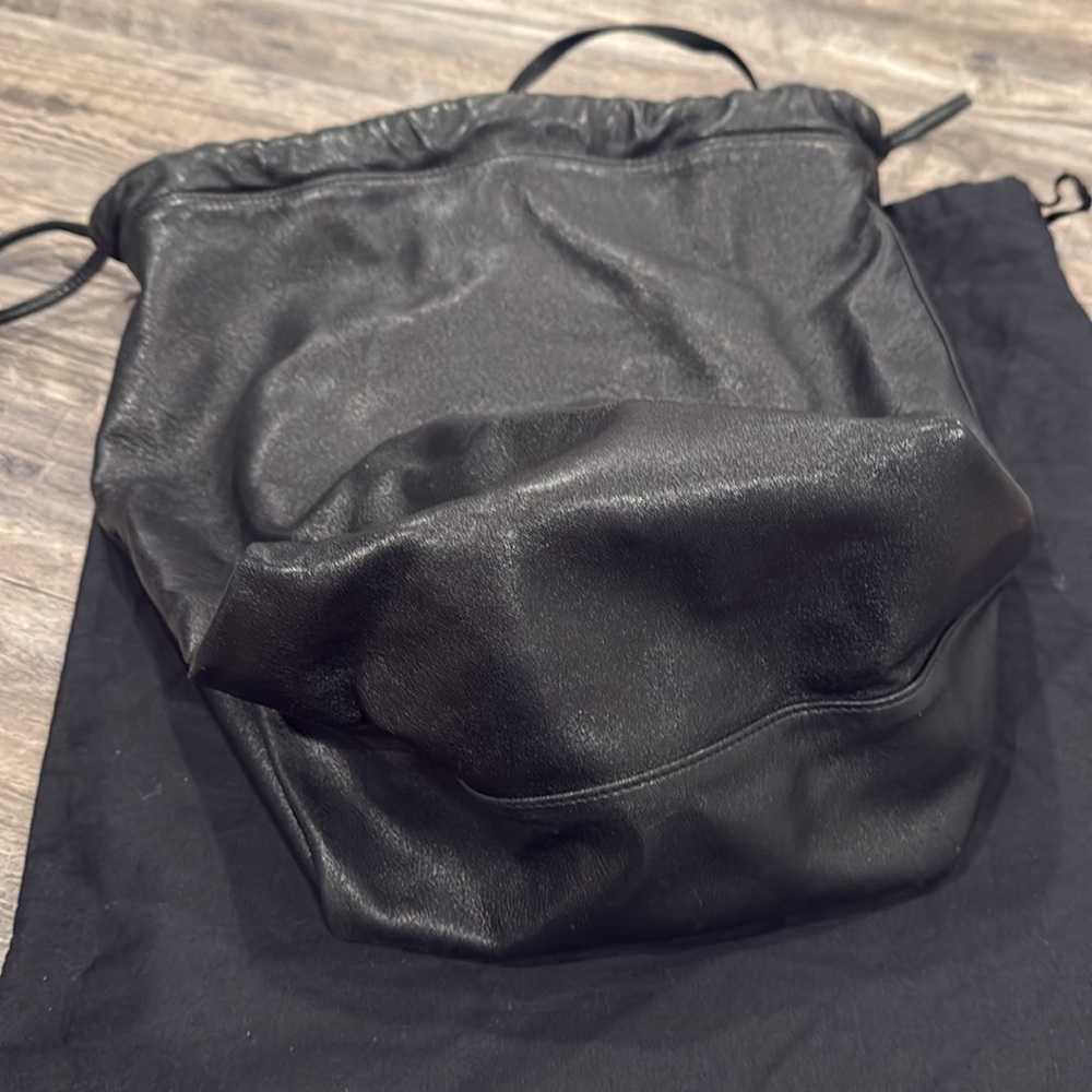 YSL Saint Laurent Teddy Bucket Bag Leather Logo Drawstring Crossbody + Pouch - Picture 5 of 16